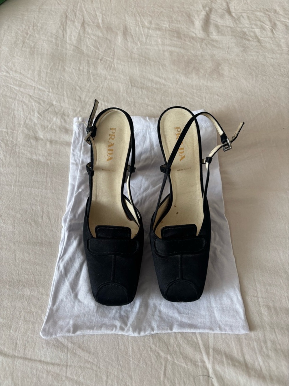 Prada Black and Ivory Slingback Heels - Picture 6 of 7